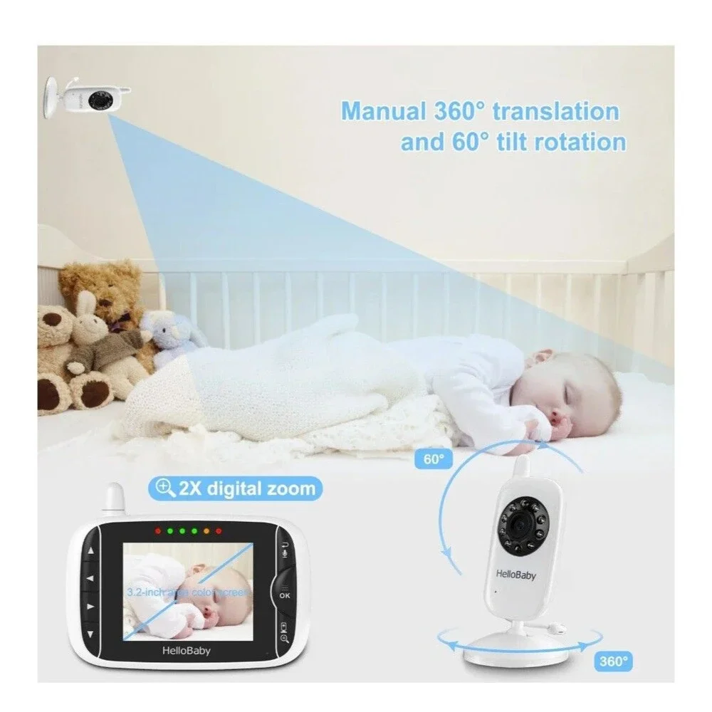 Monitor New HelloBaby Video Baby HB39 with wireless video 2.4GHz Digital